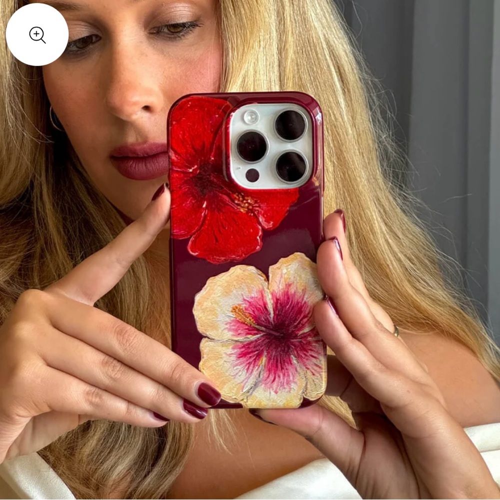 The Dairy iPhone 16 Pro Red and White Hibiscus Flower Floral iPhone Snap Case